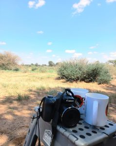 Coffee on Swart Pan, Botswana.